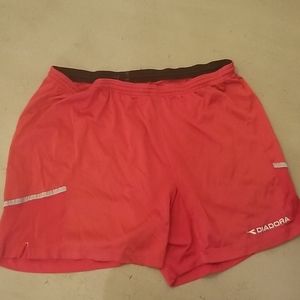 Red diadora soccer shorts